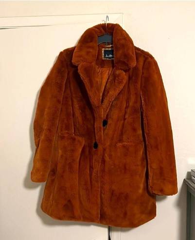 Sam Edelman  FAUX FUR COAT IN COGNAC, SIZE L, NEW WITHOUT TAG MSRP $220