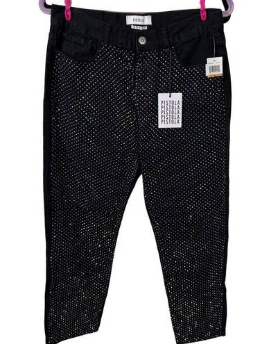 Pistola  Nico Mom Jeans Women's Embellished High-Rise Straight Size 24 Rhinestone