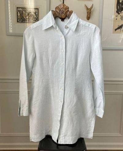 Mulberry  100% Linen Button Up Tunic Light Blue 12