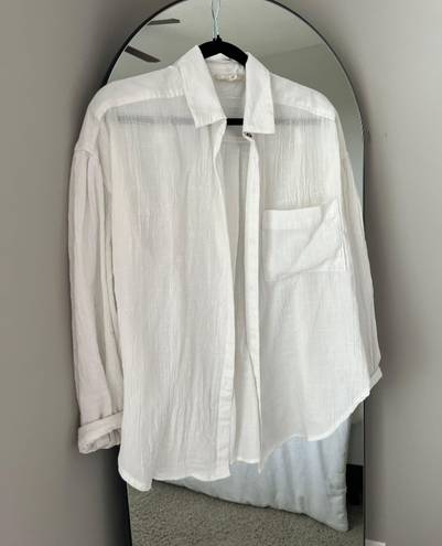 White Button Down Cover Up Size L