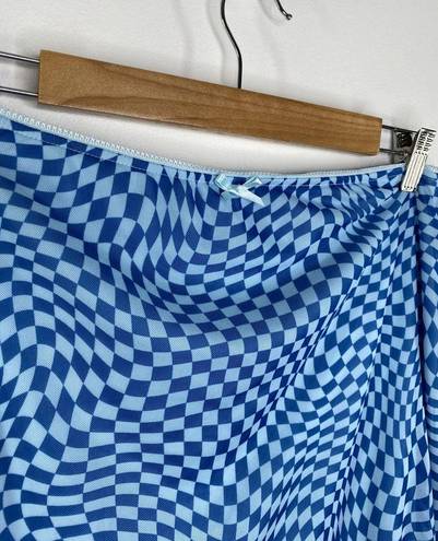 Wild Fable  Blue Checkered Mesh Bodycon Mini Skirt Women's Size Large L NWOT