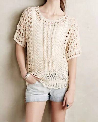 Anthropologie MOTH loose Yarn Knit Cream Blouse