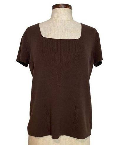 Dress Barn Y2K square neck rubbed short sleeve sweater