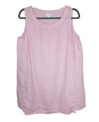 J.Jill Pure  Linen Tank Top Womens Size M Pockets Sleeveless Light Pink‎