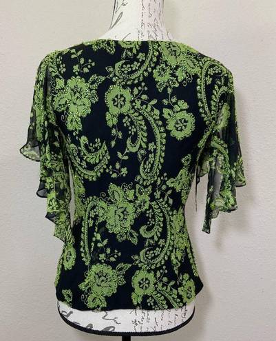 Carmen Marc Valvo  Silk Floral Cowl Top Blouse