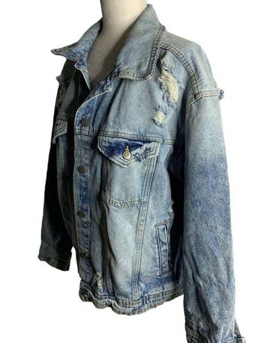 Celebrity Pink  Denim Boyfriend Trucker Jacket M Med Wash Distressed Pockets