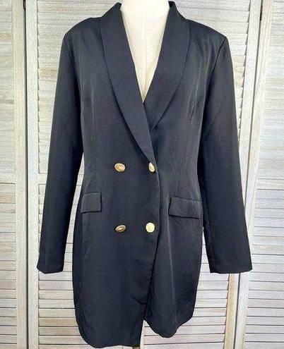 Pretty Little Thing  Blazer Dress Black w Gold Buttons-8