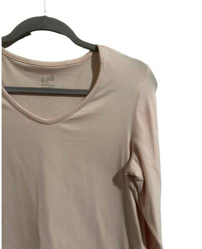 J.Jill  Women’s Medium Petite Light Pink Long Sleeve V-Neck Tee