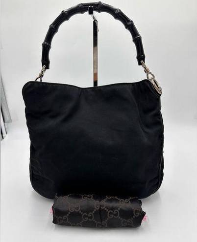 Gucci  NYLON BAMBOO TOP HANDLE TOTE BLK VINTAGE