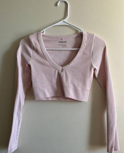 Garage Baby Pink Ribbed Long Sleeve Crop