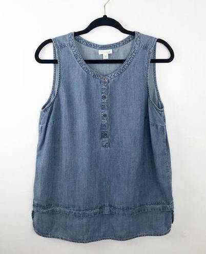 J.Jill  Blue Chambray Sleeveless Blouse