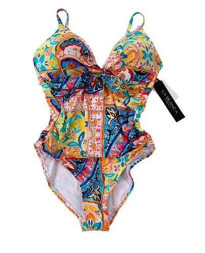 La Blanca  Soleil Twist Keyhole One Piece Size 8 NWT