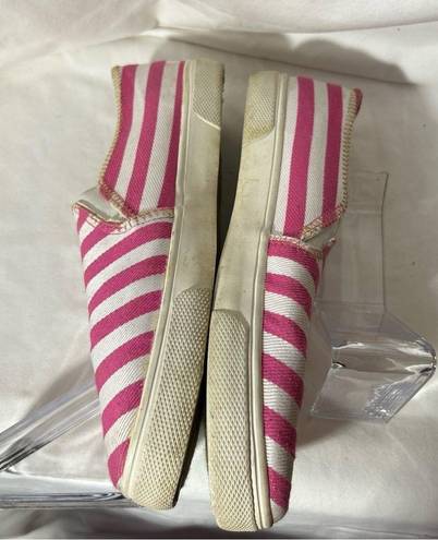 Jack Rogers  Pink & White Canvas Slip onsSize 8-VGUC