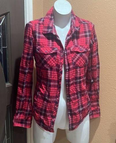 Roxy  red plaid button up collared shirt