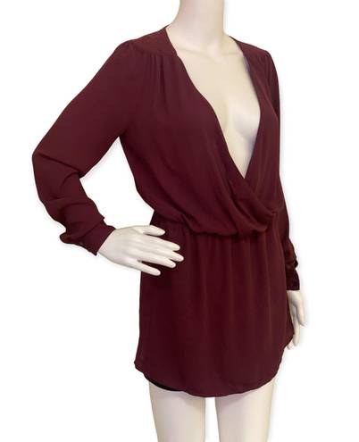 Cache Caché Maroon Casual Open Back Top