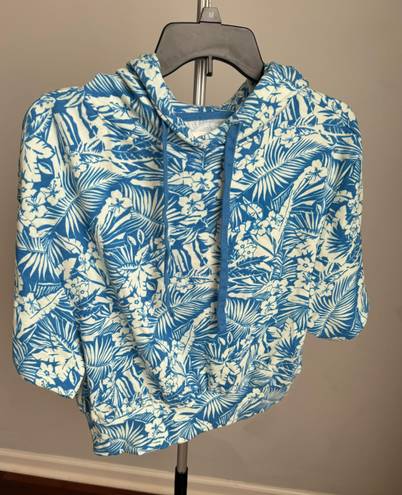 Ivory Ella Pullover Blue Floral Coverup