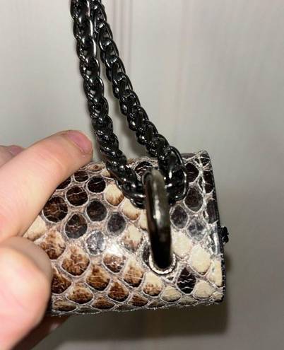 Vera Pelle Marina Galanti  Snake Print Leather Metal Chain Crossbody Bag Italy