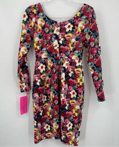 Betsey Johnson Betsy Johnson Floral Printed Scuba Dress Size 2 Long Sleeve Scoop Neck