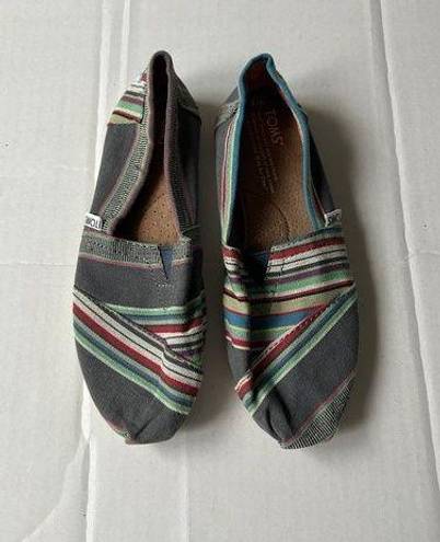 Toms Classic Striped Size 6 Women’s Slip On Flats Shoes