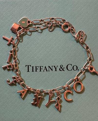 Tiffany & Co. letter charm bracelet enamel heart