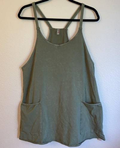 Free People NEW! $60  Movement HOT SHOT Mini Dress Romper WILLOW Army Green SMALL