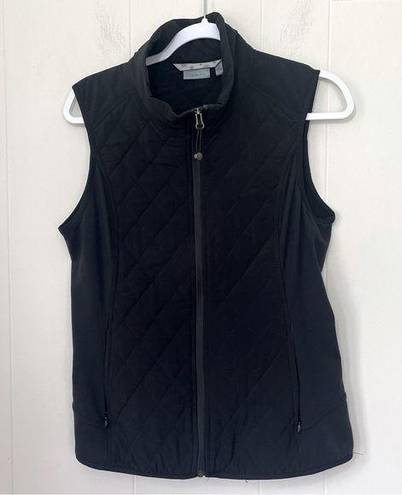 Athleta  Black Quilted Zip Up Vest Pockets Side Panels ~ 65336 Women’s Size M