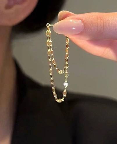 Gold chain tassel dangle drop earrings for women