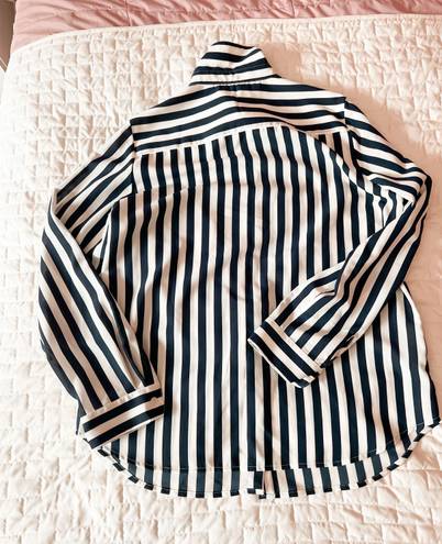 Coldwater Creek Striped Button Down Blouse Size Medium