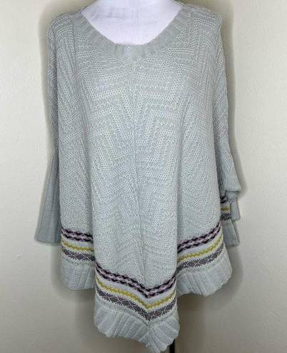 easel  Poncho Sweater S/M Gray Boho Knit Pullover Winter Crewneck Oversized Shrug