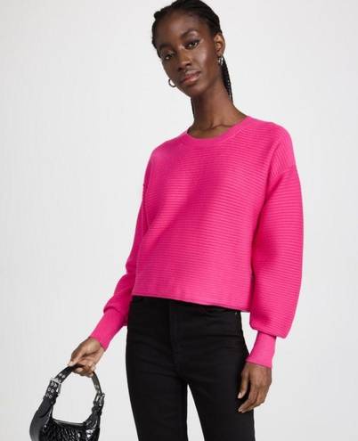 Good American  balloon sleeve cropped magenta sweater