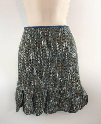 Petal Allen Schwartz Women's Tweed Straight Skirt Blue  Hem Pencil‎ Size 6