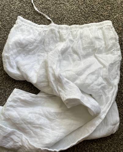 White Linen Flowy Pants Size L