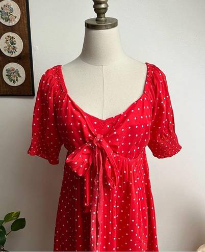 Draper James NWT Jennifer Mini Babydoll Dress in Red Polka Dot Small