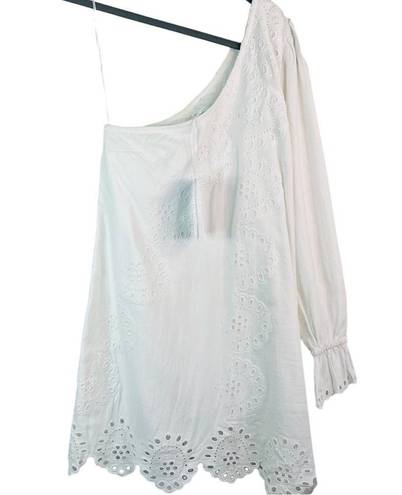 Hill House  White The Mila Dress One shoulder Eyelet Dress Small