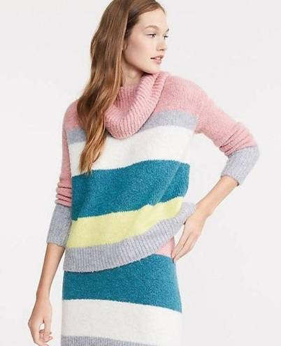 Lou & grey  Wool and Alpaca Plush Striped Turtleneck Sweater