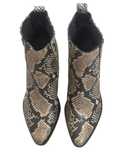 Treasure & Bond  Wedges Boots Faux-Snakeskin Print Ankle Booties Black Tan 7