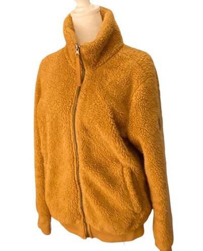 Free Country  Camel rust brown tan full zip Faux Fur Plush Sherpa Jacket Size M