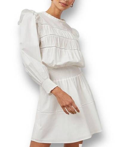 Rails  Faren Dress White Long Sleeves Ruffles Smocked Tiered Eco Friendly Mini