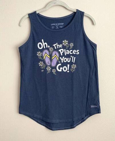 Life is Good  Womens Crusher Tank Top Oh The Places You'll Go Size Small Blue