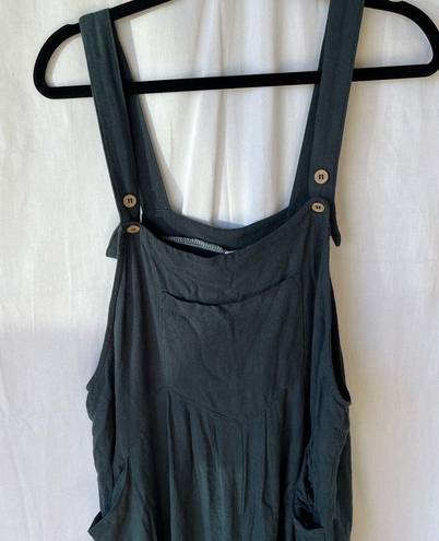 Anrabess Linen Wide Leg Overalls in Dark Teal Sea Green Size XL