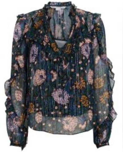 Veronica Beard 
Abra Lurex Floral Silk Blouse