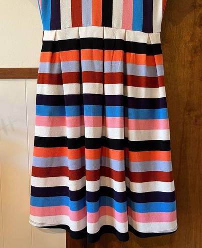 LuLaRoe  | Striped Amelia Dress Multicolor Pink Vertical Fit & Flare Pockets Sz M