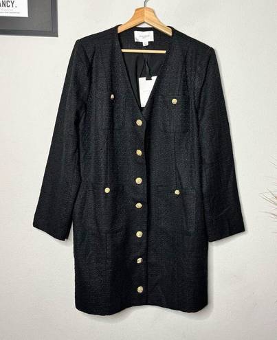 Tuckernuck  NEW Pomander Place Dress Keira Tweed Button Up Mini Dress Black Size