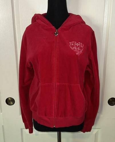 Brighton  RED VELVET VELOUR ZIP UP HOODIE