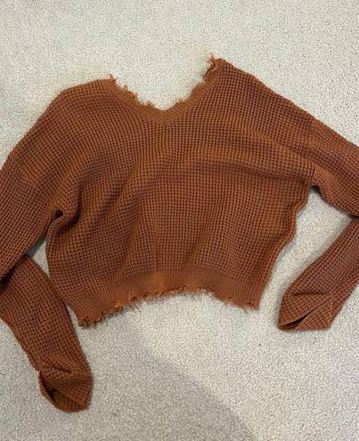 moon&madison Burnt Orange V-neck Sweater 