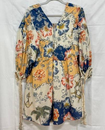 Agua Bendita NWT  Alex Kai Floral Plunging V-Neck Mini Sundress Multi Womens M