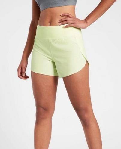 Athleta  Run With It 3.5” Running Shorts Size Medium Neon Yellow/Green