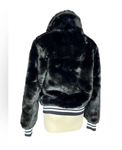 n:philanthropy N:Philantrophy black faux fur bomber jacket size small, nwt