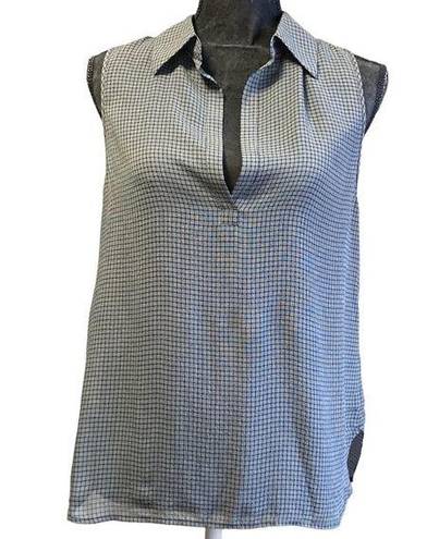 L'Agence L’AGENCE SILK BLEND SLEEVELESS BLOUSE BLACK AND GRAY CHECKED SIZE 2