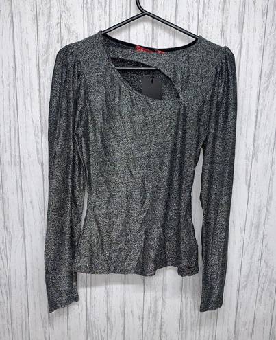 n:philanthropy Womens Size M  Delia Black Silver Metallic Top NWT